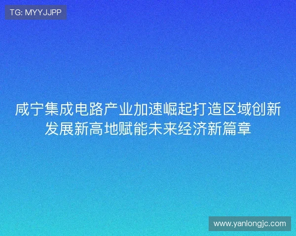 咸宁集成电路产业加速崛起打造区域创新发展新高地赋能未来经济新篇章